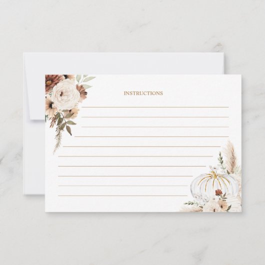 Pumpkin Rustic Boho Fall in Liebe Rezept Karte (Rückseite)