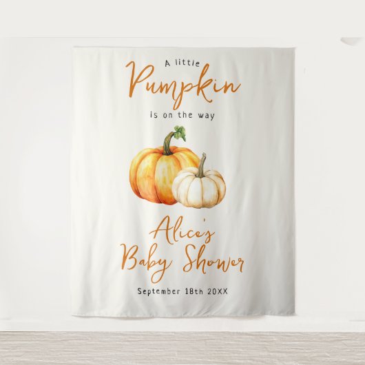 Pumpkin Rustic Fall Babydusche Foto Hintergrund Wandteppich (Vorderseite)