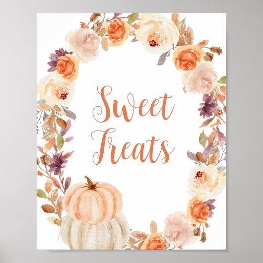 Pumpkin Rustic Floral Sweet Leckereien unterzeichn Poster (Vorne)