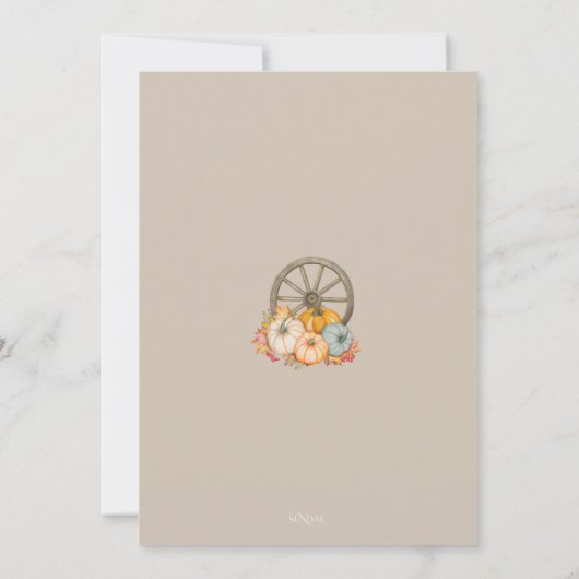 Pumpkin Rustic Herbst Ernterad Hochzeit Einladung (Rückseite)