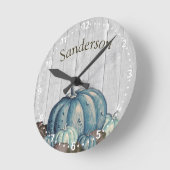 Pumpkin Rustic Niedlich Grau Wood Runde Wanduhr (Winkel)