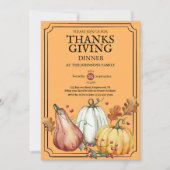 Pumpkin Rustic Thanksgiving Dinner Fall Watercolor Einladung (Vorderseite)