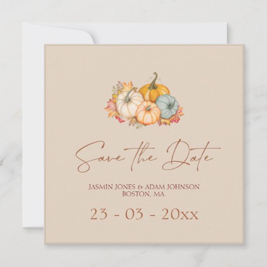 Pumpkin Rustikale Hochzeit im Herbst Save the Date (Vorderseite)