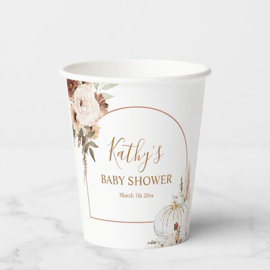 Pumpkin Rustikaler Boho Arch Fall in Liebe Pappbecher (Rückseite)