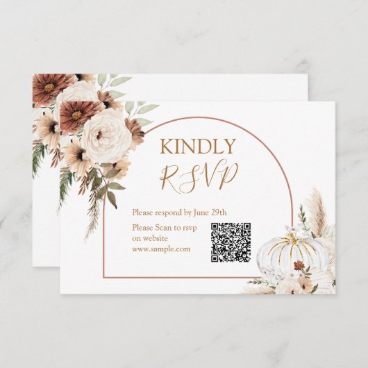 Pumpkin Rustikaler Boho Arch Fall in Liebe UAwg Dankeskarte (Vorne/Hinten)