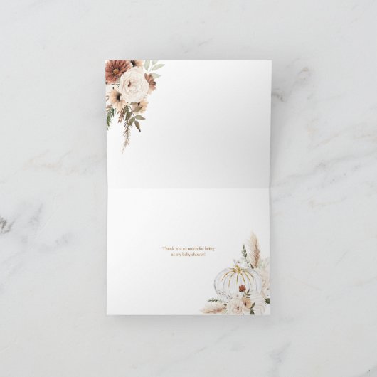 Pumpkin Rustikaler floraler Boho Fall in Liebe gek Dankeskarte (Innenseite)