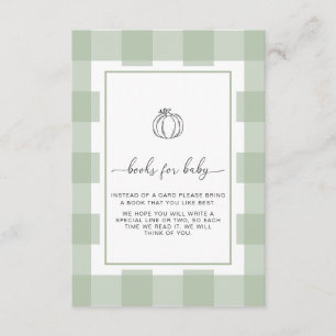 Pumpkin Sage Green Gingham Book Request Card Begleitkarte