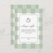 Pumpkin Sage Green Gingham Diaper Raffle Ticket Begleitkarte (Vorne/Hinten)
