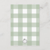 Pumpkin Sage Green Gingham Diaper Raffle Ticket Begleitkarte (Rückseite)