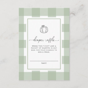 Pumpkin Sage Green Gingham Diaper Raffle Ticket Begleitkarte