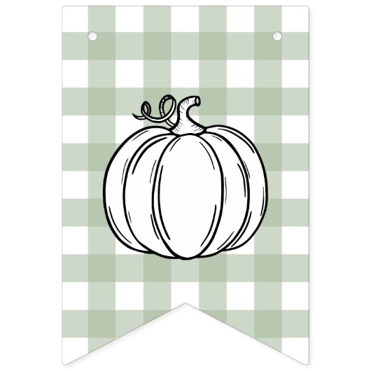 Pumpkin Sage Green Gingham Es ist eine Baby-Dusche Wimpelkette (Zweite Fahne)