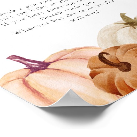 Pumpkin sagt kein Baby Game Sign Poster (Ecke)