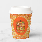 Pumpkin Saison Herbst Farbe anpassen Pappbecher (Vorderseite)