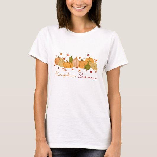 Pumpkin Saison Herbst Gemütliche Herbstkürbisbahn T-Shirt (Vorderseite)
