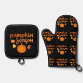 Pumpkin-Saison Herbst Ofenhandschuh & Topflappen-Set (Vorderseite)