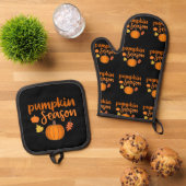 Pumpkin-Saison Herbst Ofenhandschuh & Topflappen-Set (Oben Unten)