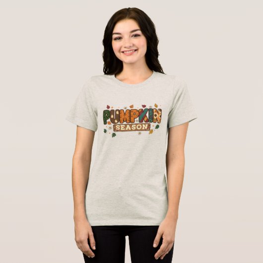 Pumpkin Saison Herbst Rustikaler Erntedank für Her Tri-Blend Shirt (Vorderseite voll)