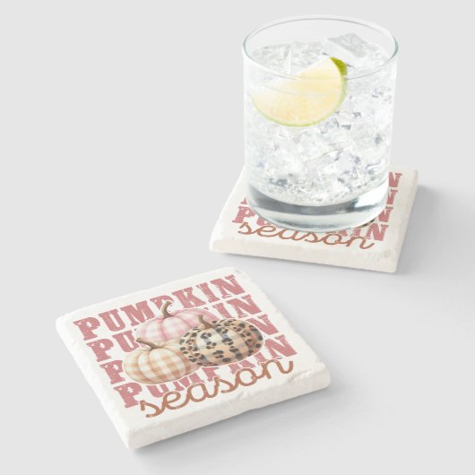 Pumpkin-Saison Herbst-Themed Steinuntersetzer (Seitenansicht)