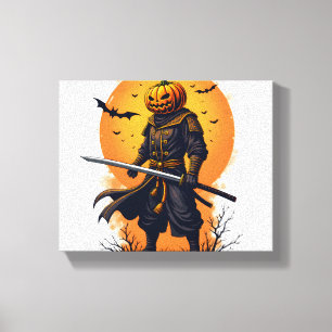Pumpkin Samurai - Halloween Warrior T - Shirt Leinwanddruck