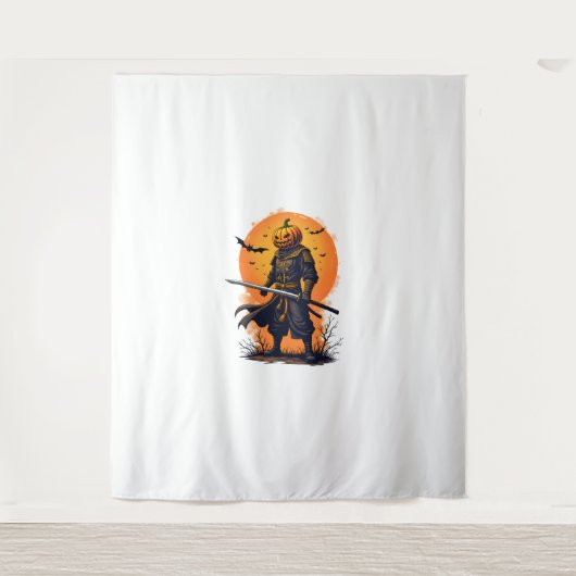 Pumpkin Samurai - Halloween Warrior T - Shirt Wandteppich (Vorderseite)