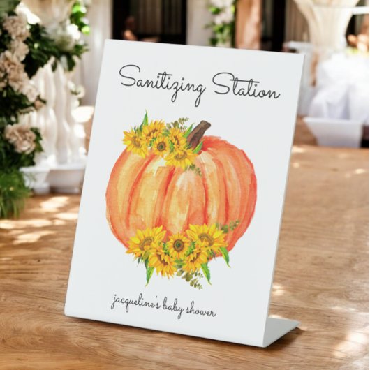 Pumpkin Sanitisierstation Orange White Sockelschild