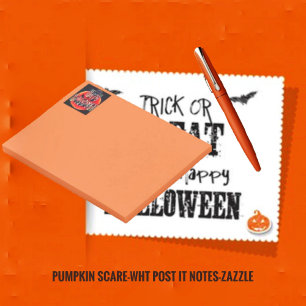 Pumpkin Scare-Wht Post-It Notes Klebezettel