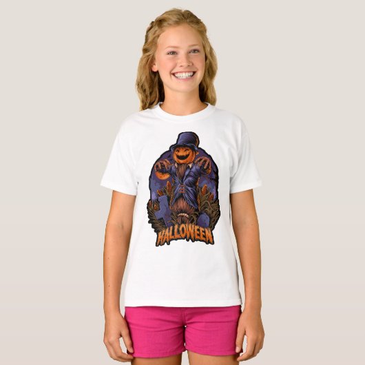 Pumpkin Scarecrow Halloween T - Shirt (Vorne ganz)