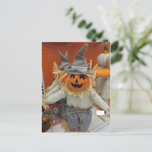 Pumpkin Scarecrow Postkarte (Stehend Vorderseite)