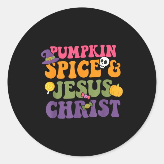Pumpkin Sce & Je-sus Christ Funny Christian Ha Runder Aufkleber (Vorderseite)