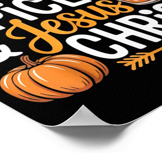 Pumpkin Sce And Jesus Christ Christian Fall Autumn Poster (Ecke)