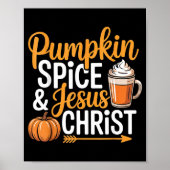 Pumpkin Sce And Jesus Christ Christian Fall Autumn Poster (Vorne)