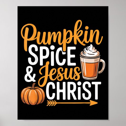 Pumpkin Sce And Jesus Christ Christian Fall Autumn Poster (Vorne)