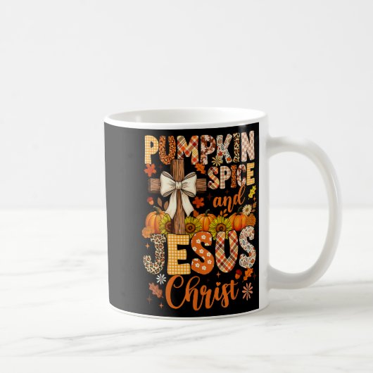 Pumpkin Sce And Jesus Christ Funny Fall Christian Kaffeetasse (Rechts)