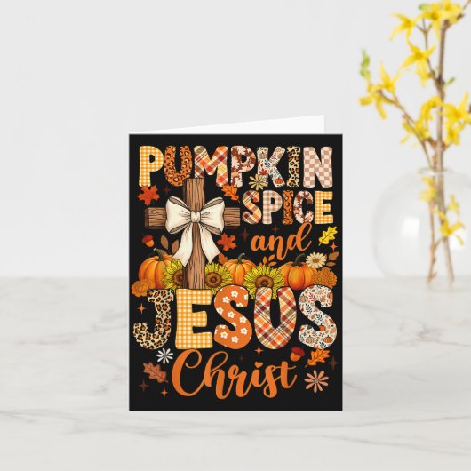 Pumpkin Sce And Jesus Christ Funny Fall Christian  Karte (Gelbe Blume)