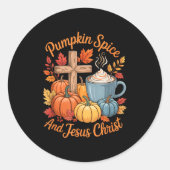 Pumpkin Sce And Jesus Christ Funny Fall Christian Runder Aufkleber (Vorderseite)