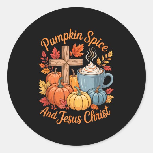 Pumpkin Sce And Jesus Christ Funny Fall Christian Runder Aufkleber (Vorderseite)