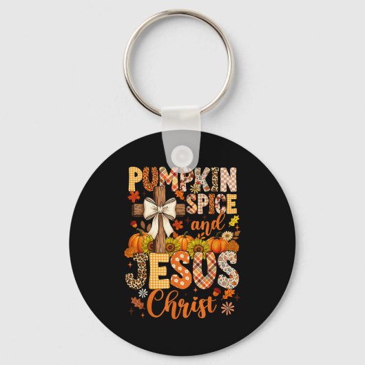 Pumpkin Sce And Jesus Christ Funny Fall Christian Schlüsselanhänger (Vorderseite)