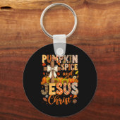Pumpkin Sce And Jesus Christ Funny Fall Christian Schlüsselanhänger (Vorderseite)