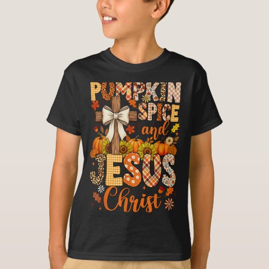 Pumpkin Sce And Jesus Christ Funny Fall Christian T-Shirt (Vorderseite)