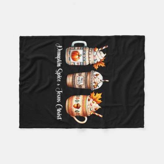 Pumpkin Sce And Jesus Christ Women Christan Fall C Fleecedecke (Vorderseite (Horizontal))