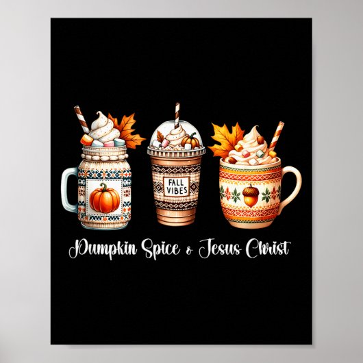 Pumpkin Sce And Jesus Christ Women Christan Fall C Poster (Vorne)