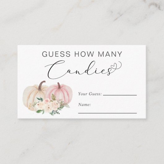 Pumpkin schätzt, wie viele Baby Girl Dusche Spiel Begleitkarte (Vorderseite)