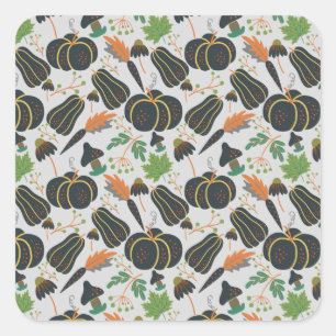 Pumpkin seamless pattern carrot black and white quadratischer aufkleber