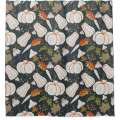 Pumpkin seamless pattern floral black and white duschvorhang (Vorderseite)