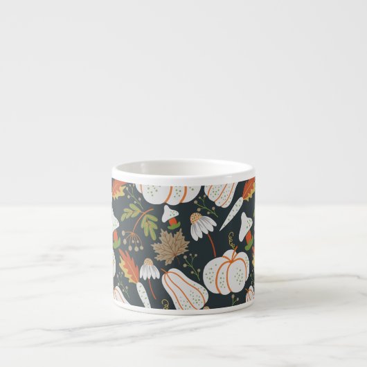 Pumpkin seamless pattern floral black and white espressotasse (Vorderseite)
