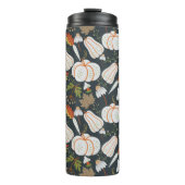 Pumpkin seamless pattern floral black and white thermosbecher (Vorderseite)