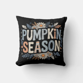 Pumpkin Season – Blue Floral Retro Coussin Kissen