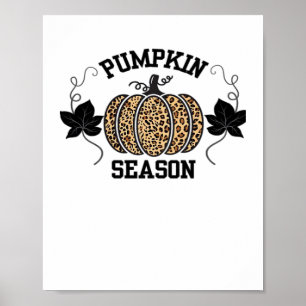 Pumpkin Season Cheetah Print Pumpkin Fall Design Poster