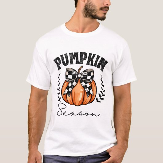 Pumpkin Season Coquette Pumpkin Bow Halloween Spoo T-Shirt (Vorderseite)