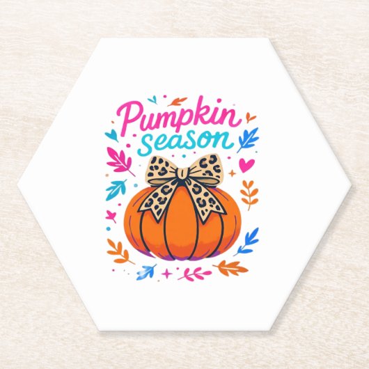 Pumpkin Season Leopard Bow Design � Cute Fall Aest Untersetzer (Vorderseite)